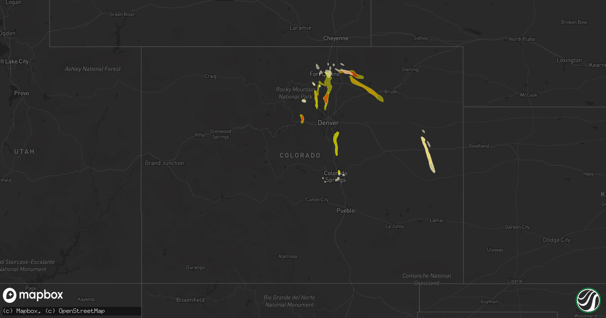 Hail map in Colorado on June 28, 2013