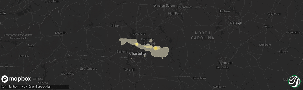 Hail map in Concord, NC on June 28, 2013