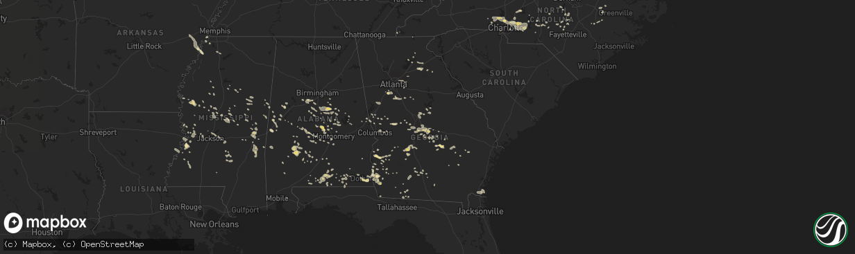 Hail map in Georgia on June 28, 2013