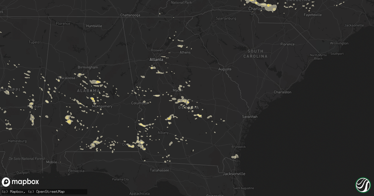 Hail map in Georgia on June 28, 2013