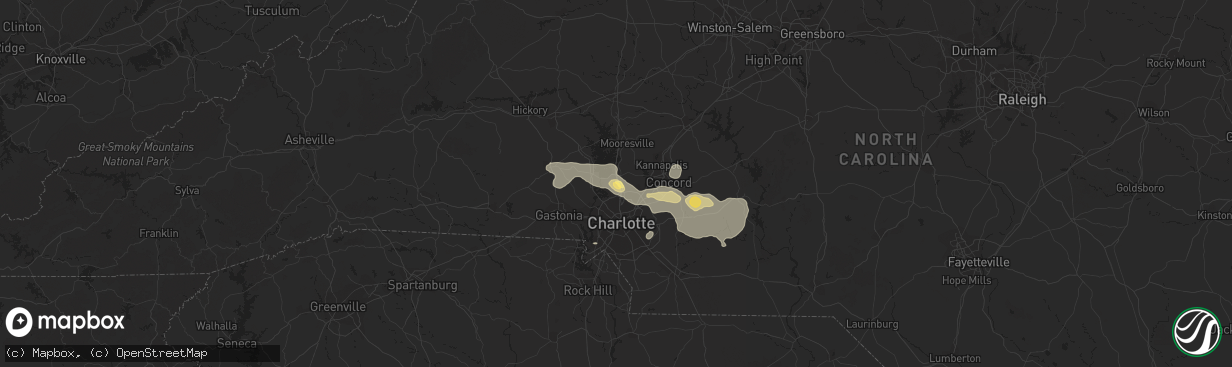 Hail map in Huntersville, NC on June 28, 2013