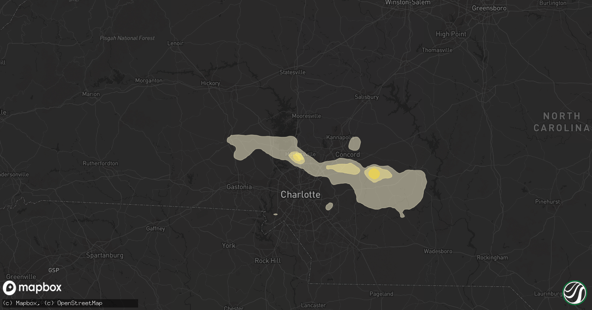 Hail map in Huntersville, NC on June 28, 2013