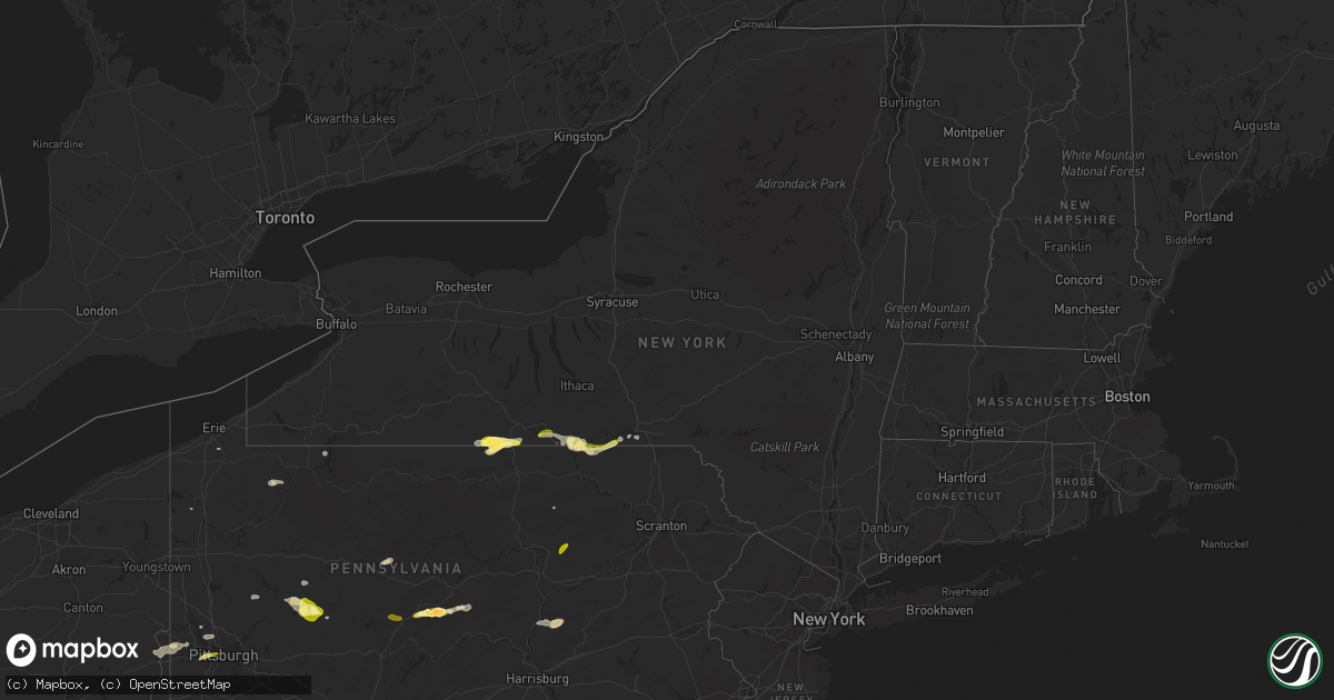 Hail map in New York on June 28, 2013