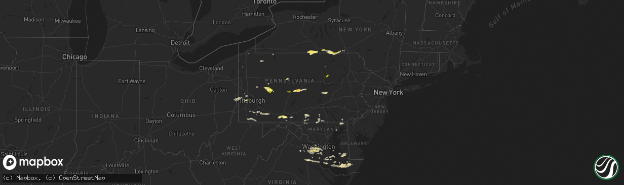 Hail map in Pennsylvania on June 28, 2013