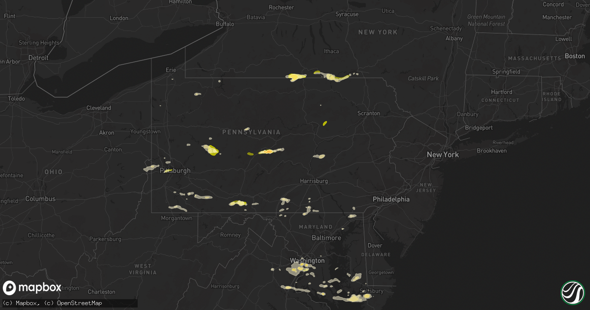 Hail map in Pennsylvania on June 28, 2013
