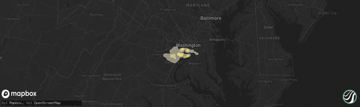 Hail map in Springfield, VA on June 28, 2013