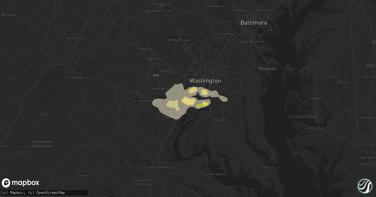 Hail map in Springfield, VA on June 28, 2013
