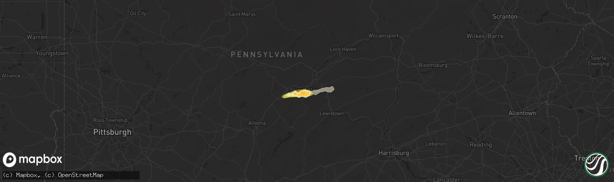 Hail map in State College, PA on June 28, 2013