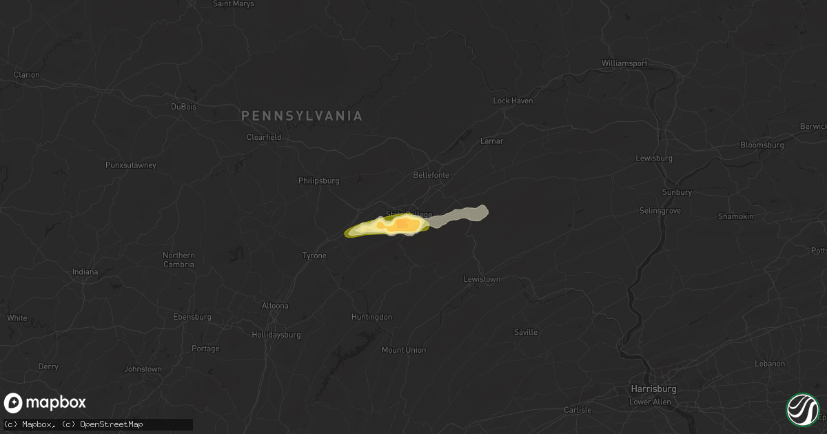 Hail map in State College, PA on June 28, 2013
