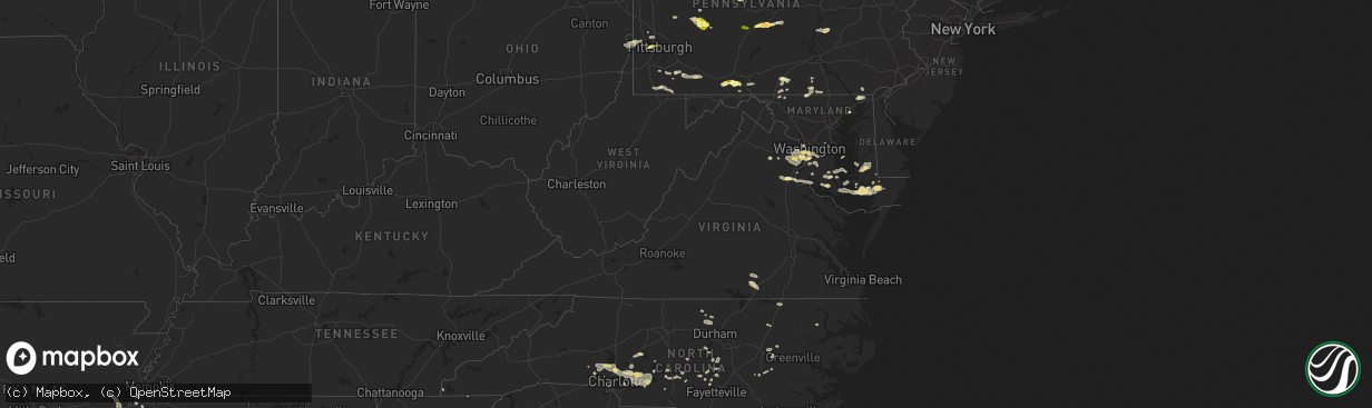 Hail map in Virginia on June 28, 2013