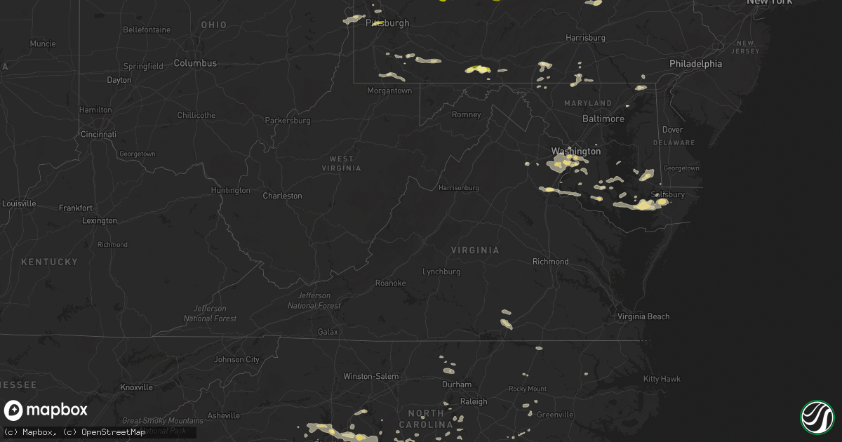 Hail map in Virginia on June 28, 2013