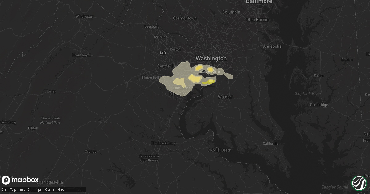 Hail map in Woodbridge, VA on June 28, 2013