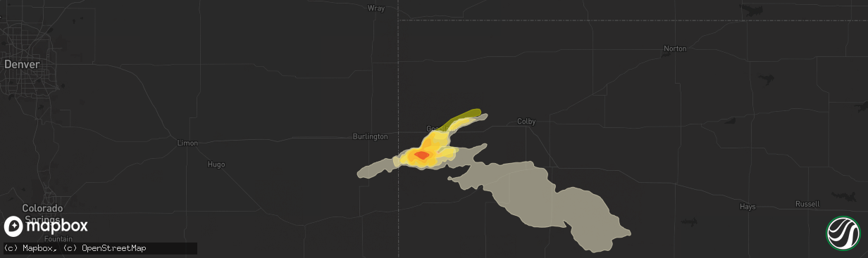 Hail map in Goodland, KS on June 28, 2014