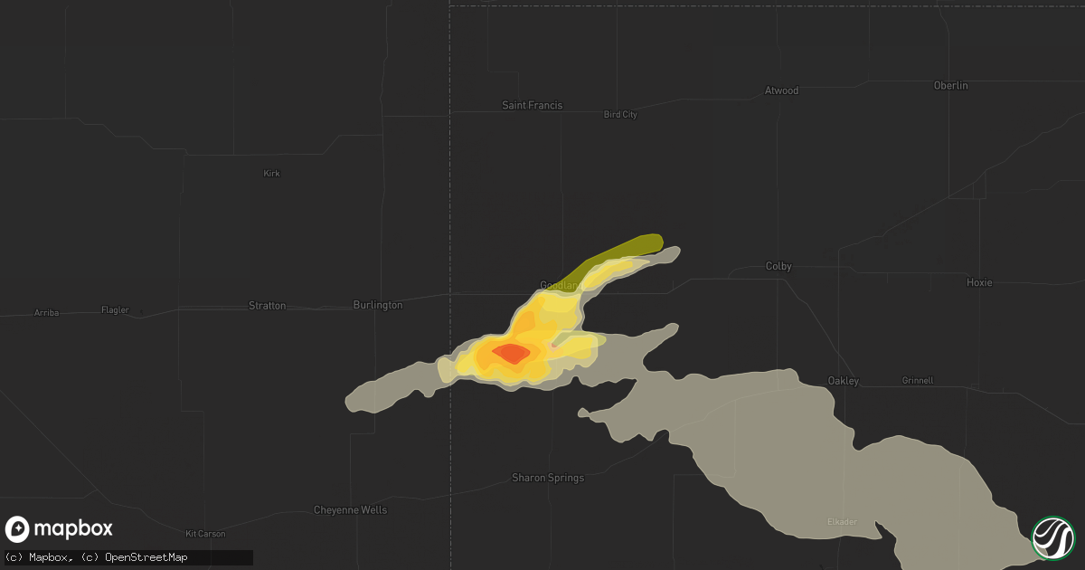 Hail map in Goodland, KS on June 28, 2014