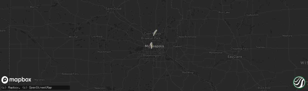 Hail map in Minneapolis, MN on June 28, 2014