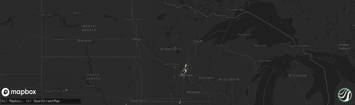 Hail map in Minnesota on June 28, 2014