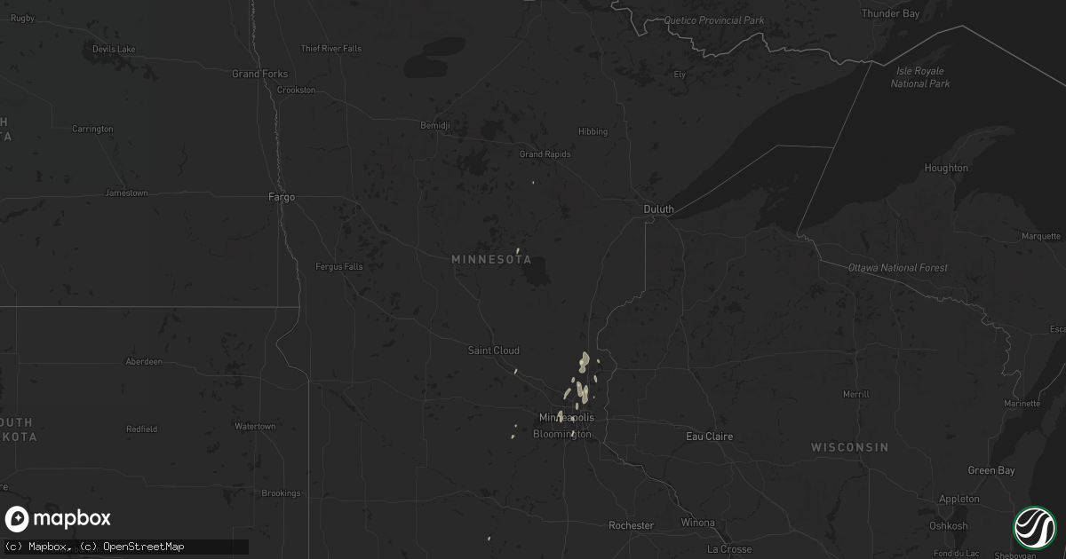 Hail map in Minnesota on June 28, 2014