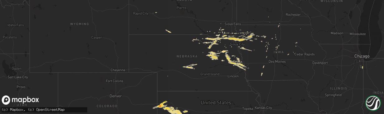 Hail map in Nebraska on June 28, 2014