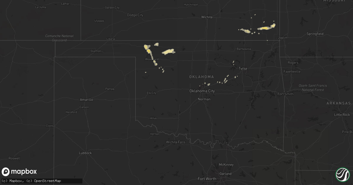 Hail map in Oklahoma on June 28, 2014