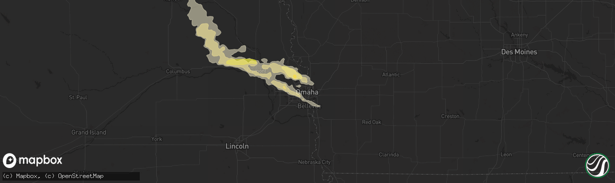 Hail map in Omaha, NE on June 28, 2014