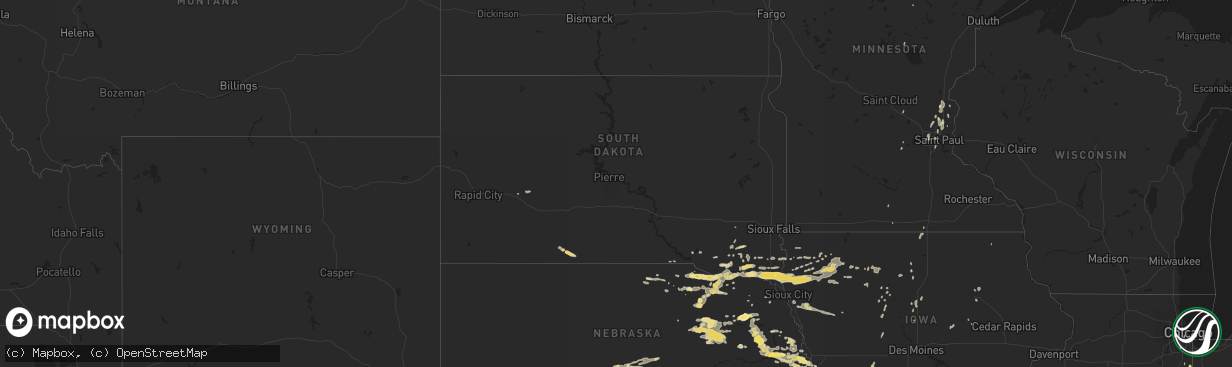 Hail map in South Dakota on June 28, 2014