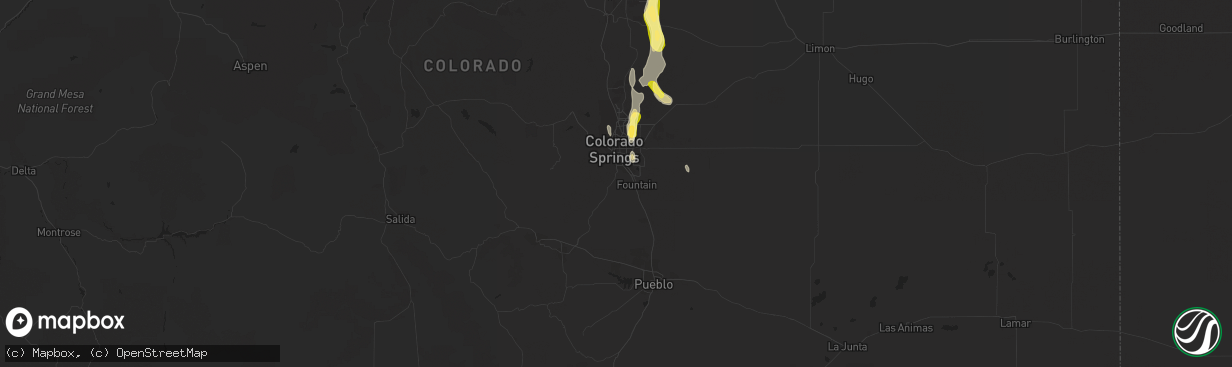 Hail map in Colorado Springs, CO on June 28, 2015