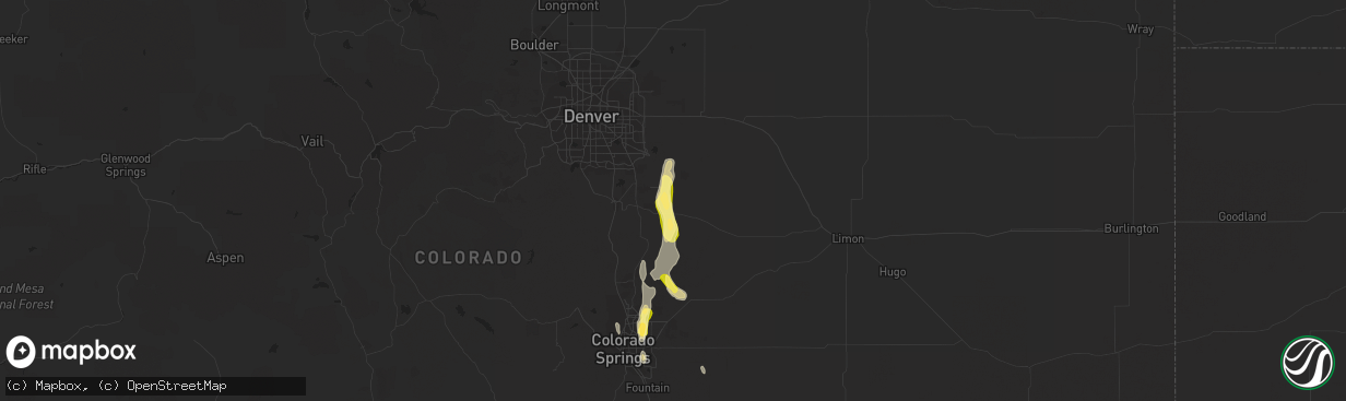 Hail map in Elizabeth, CO on June 28, 2015