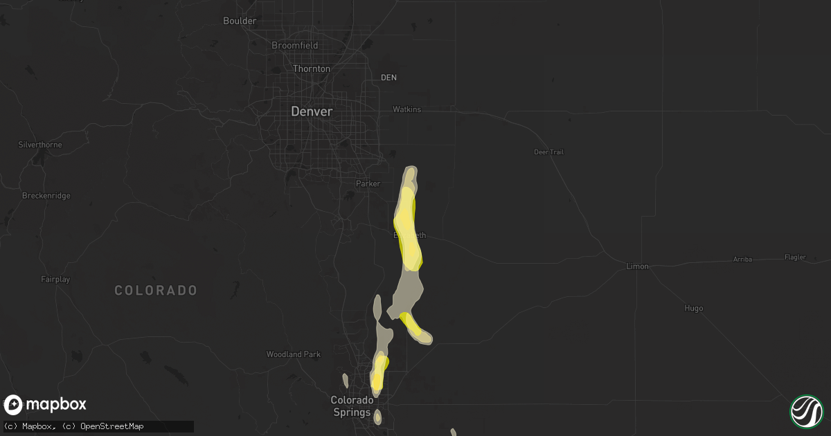 Hail map in Elizabeth, CO on June 28, 2015