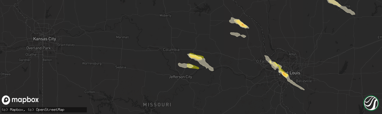 Hail map in Fulton, MO on June 28, 2015