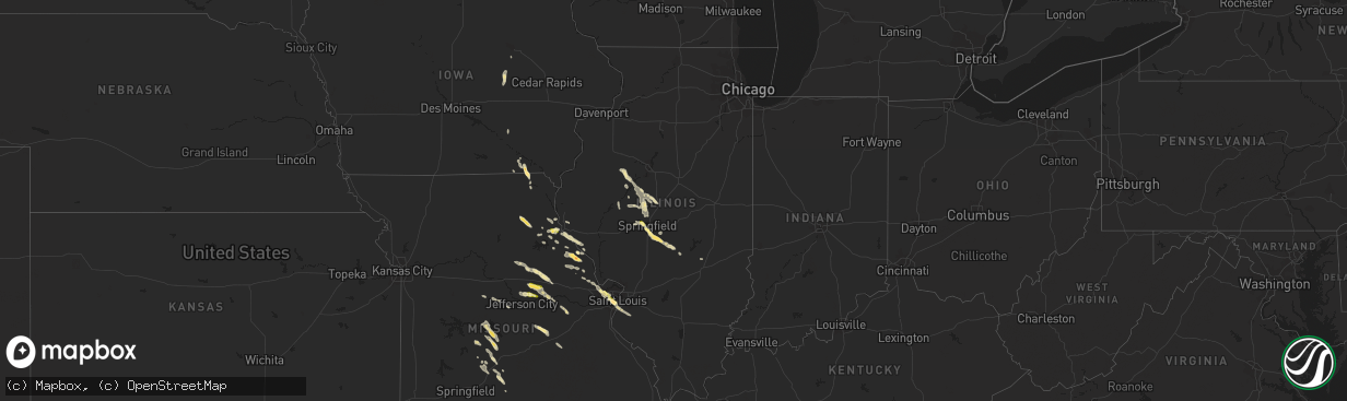 Hail map in Illinois on June 28, 2015