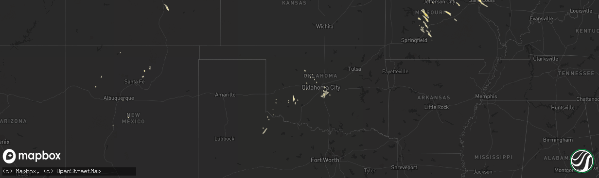 Hail map in Oklahoma on June 28, 2015