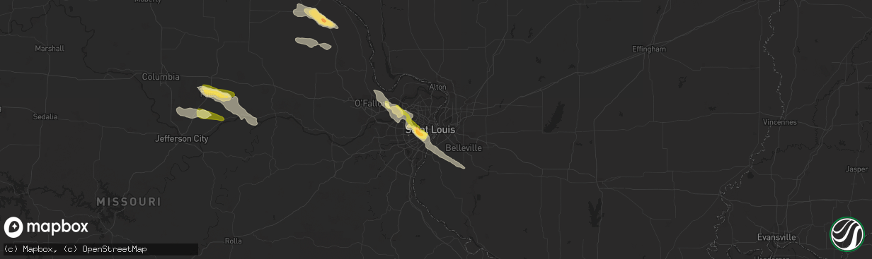 Hail map in Saint Louis, MO on June 28, 2015