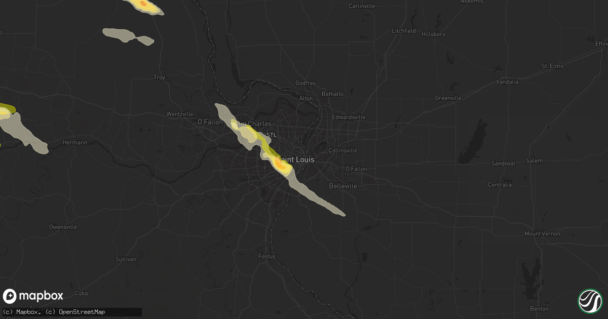 Hail map in Saint Louis, MO on June 28, 2015