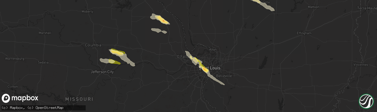 Hail map in Saint Peters, MO on June 28, 2015