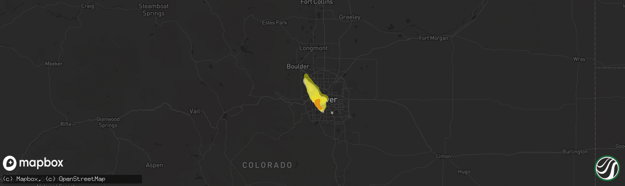 Hail map in Arvada, CO on June 28, 2016