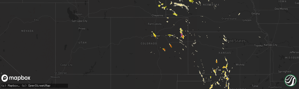 Hail map in Colorado on June 28, 2016