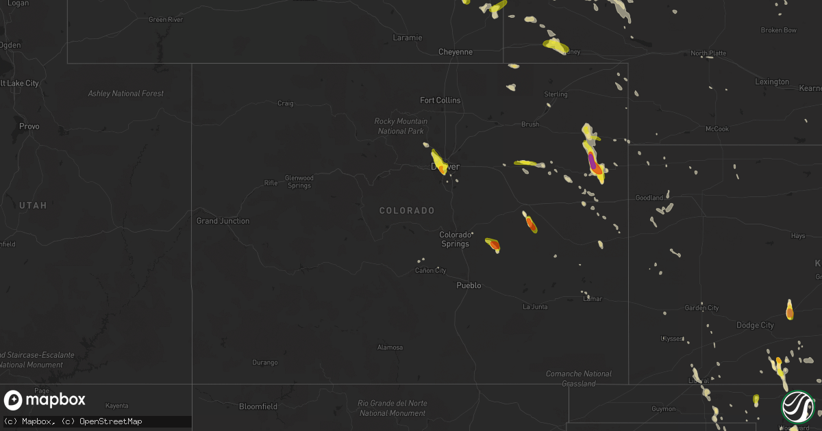 Hail map in Colorado on June 28, 2016