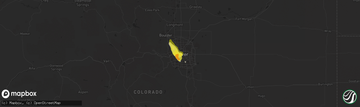 Hail map in Denver, CO on June 28, 2016