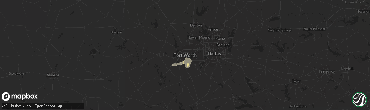 Hail map in Fort Worth, TX on June 28, 2016