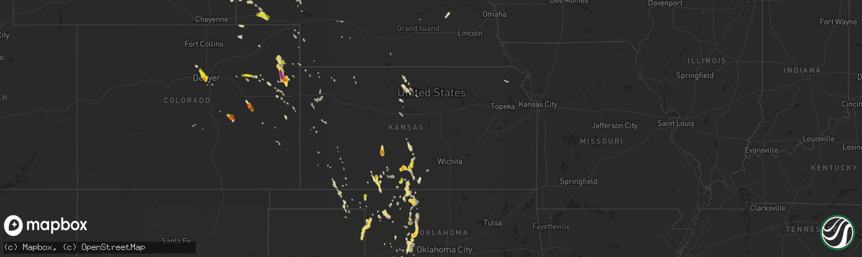 Hail map in Kansas on June 28, 2016