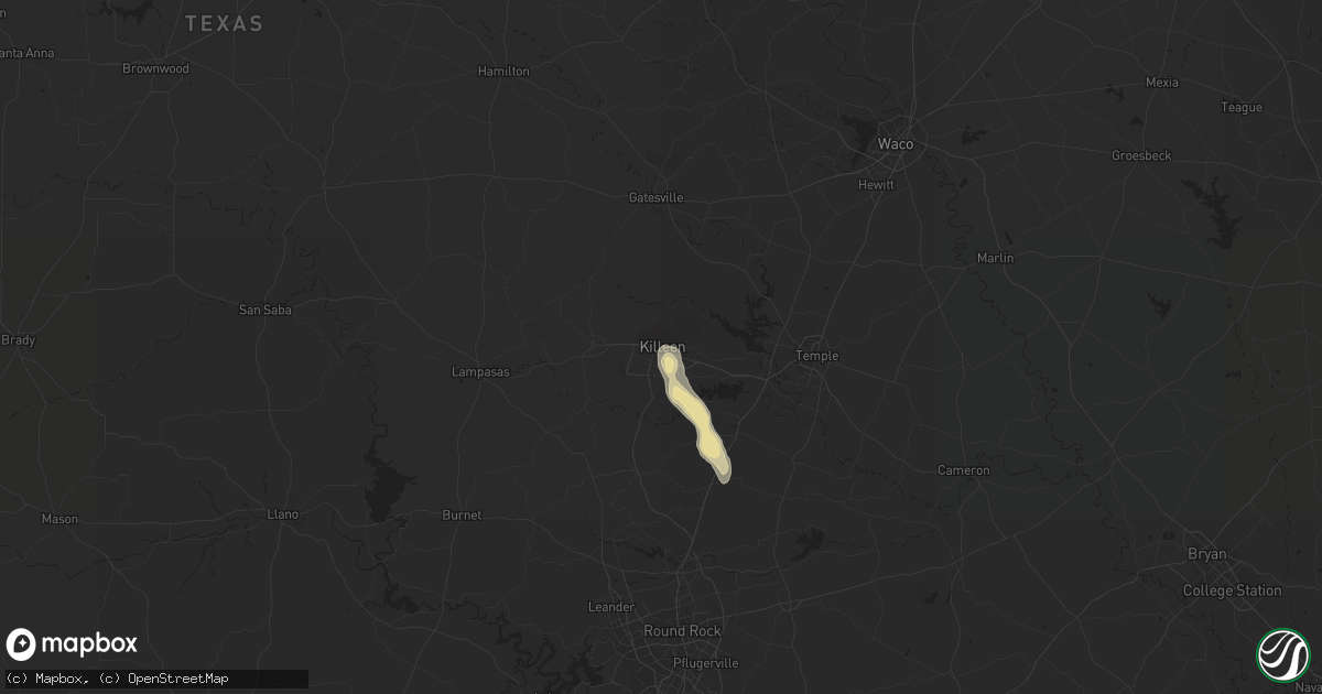 Hail map in Killeen, TX on June 28, 2016