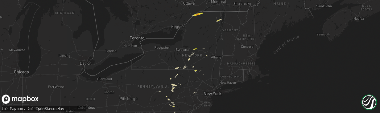 Hail map in New York on June 28, 2016