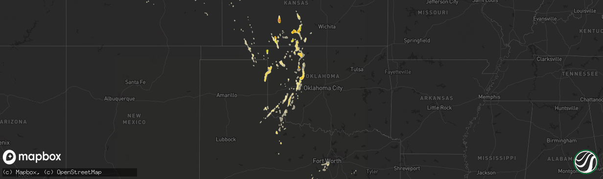 Hail map in Oklahoma on June 28, 2016