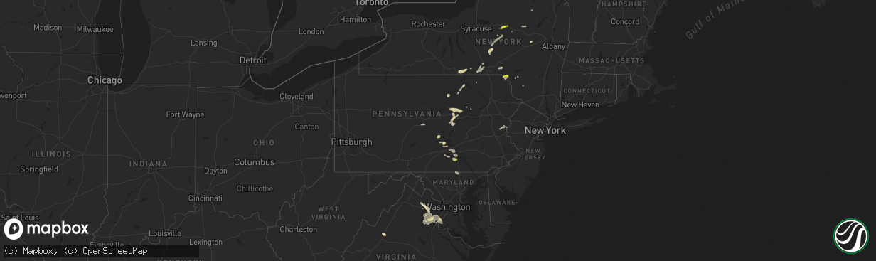 Hail map in Pennsylvania on June 28, 2016