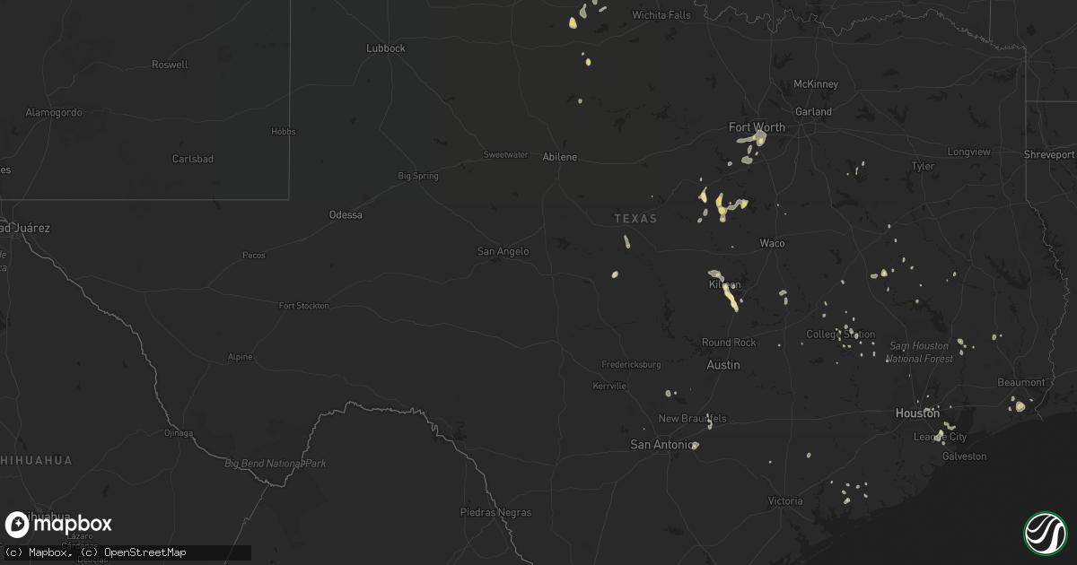Hail map in Texas on June 28, 2016