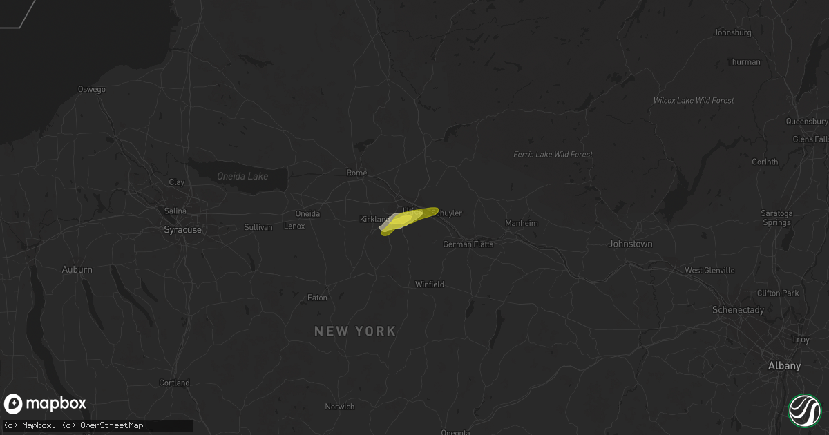 Hail map in Utica, NY on June 28, 2016