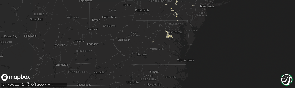 Hail map in Virginia on June 28, 2016