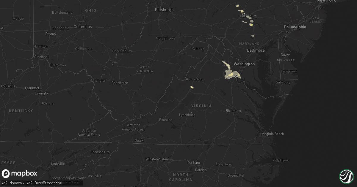Hail map in Virginia on June 28, 2016