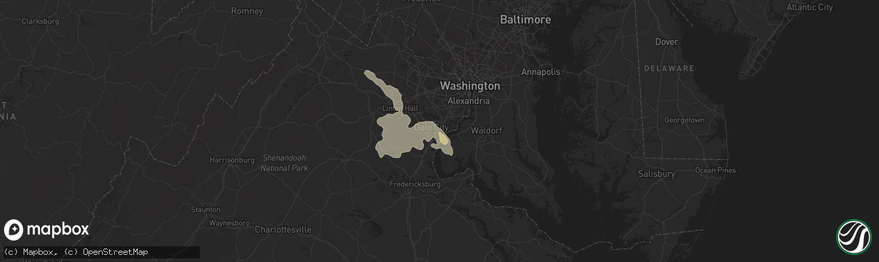 Hail map in Woodbridge, VA on June 28, 2016