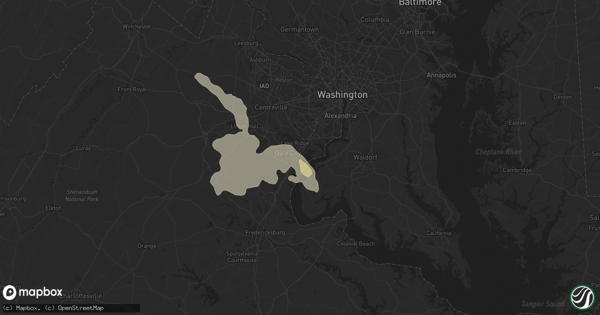 Hail map in Woodbridge, VA on June 28, 2016